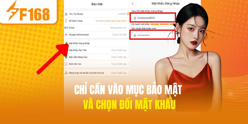 Chi tiết cách đổi mật khẩu F168